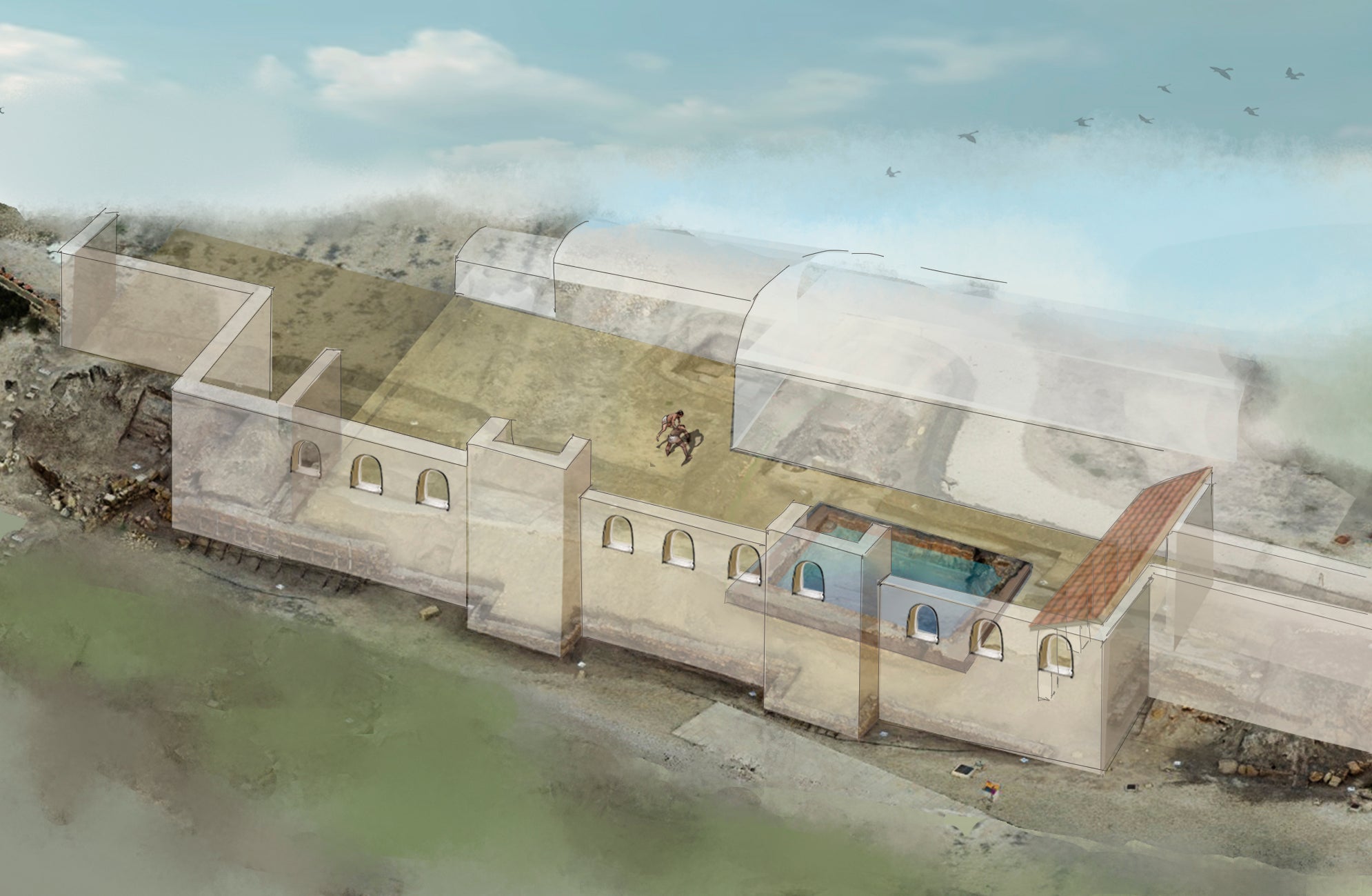 Los baños romanos del yacimiento de La Alcudia de Elche se extendían por más de 1.500 metros cuadrados de superficie Los baños romanos del yacimiento de La Alcudia de Elche se extendían por más de 1.500 metros cuadrados de superficie