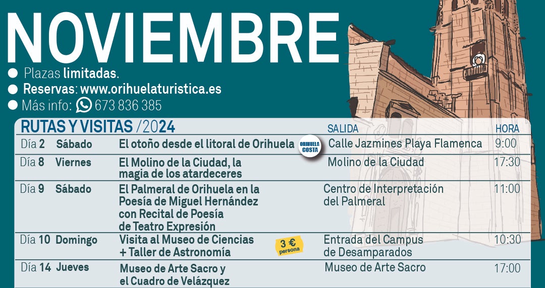 Orihuela presenta las rutas turísticas de noviembre basadas en la naturaleza y la cultura Orihuela presenta las rutas turísticas de noviembre basadas en la naturaleza y la cultura