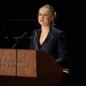 La princesa Leonor interviene durante la ceremonia de entrega de los Premios Princesa de Asturias.