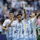 El Málaga CF celebra un gol