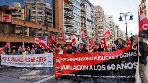 Protesta sindical en Val&egrave;ncia con motivo de la huelga