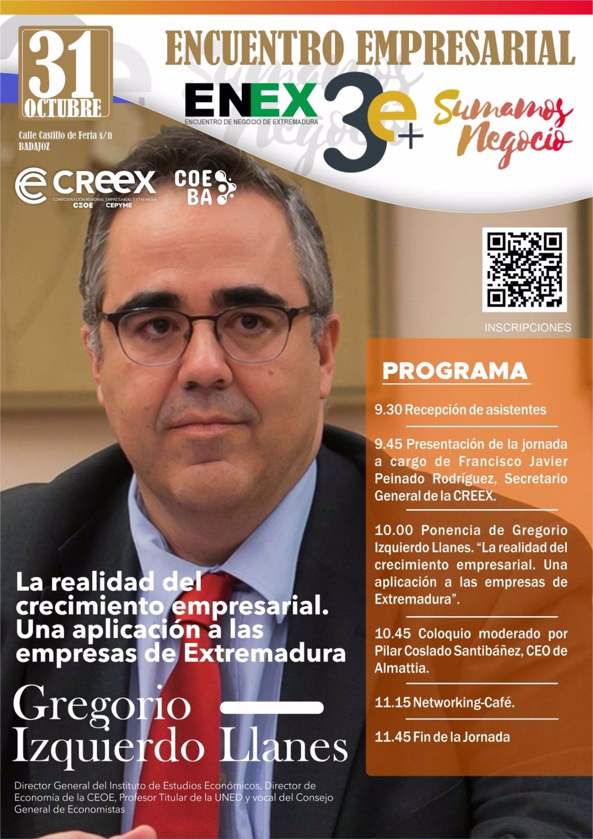 El economista Gregorio Izquierdo analizará este jueves la realidad empresarial extremeña en unas jornadas de la Creex El economista Gregorio Izquierdo analizará este jueves la realidad empresarial extremeña en unas jornadas de la Creex