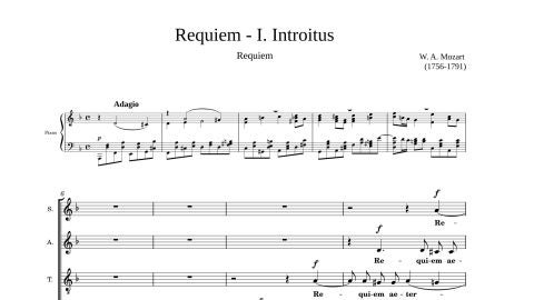 Partitura del requiem de Mozart