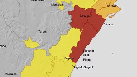 La alerta roja se extiende en la provincia de Castellón La alerta roja se extiende en la provincia de Castellón