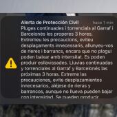 Protección civil manda una alerta por el temporal a Cataluña