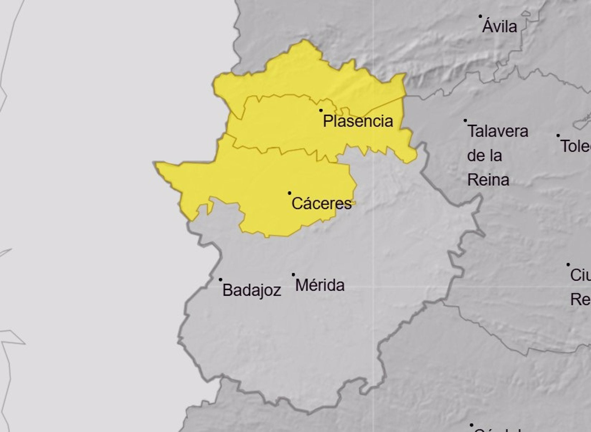 La provincia de Cáceres seguirá este martes en aviso amarillo por riesgo de lluvias intensas La provincia de Cáceres seguirá este martes en aviso amarillo por riesgo de lluvias intensas