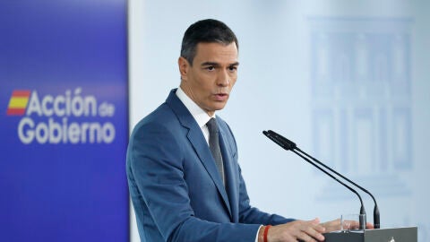 Pedro S&aacute;nchez durante su comparecencia en Moncloa/ EFE/ Mariscal