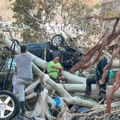 Javier Castilla realiza labores de retirada de árboles en la zona cero de la debacle valenciana