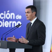 Sánchez durante una comparecencia