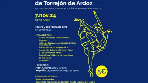El Teatro José María Rodero acoge esta tarde el XXIII Festival de Danza de Torrejón de Ardoz de la Asociación Española Contra el Cáncer Cartel de la XXIII edición del Festival de Danza de Torrejón de Ardoz