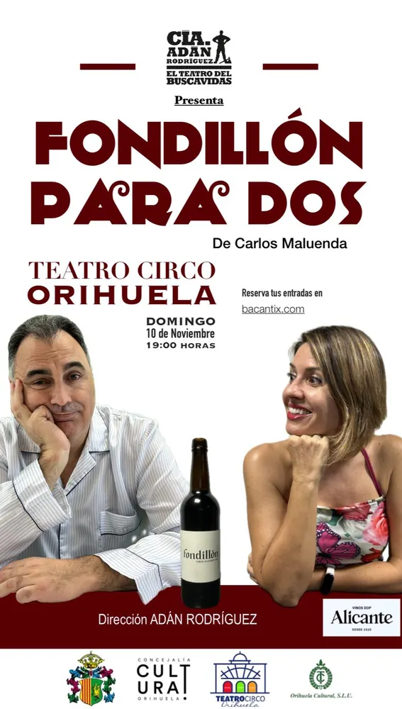 El Teatro Circo de Orihuela recibe este domingo al dramaturgo Carlos Maluenda con la obra 'Fondillón para dos' El Teatro Circo de Orihuela recibe este domingo al dramaturgo Carlos Maluenda con la obra 'Fondillón para dos'