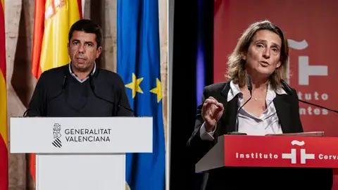 Montaje con imágenes de Carlos Mazón y Teresa Ribera Tenso cruce de declaraciones entre Carlos Mazón y Teresa Ribera por la gestión de la Dana: "Basta de manipulaciones"