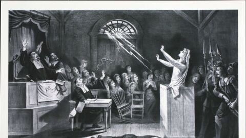 Dibujo de un juicio por brujer&iacute;a