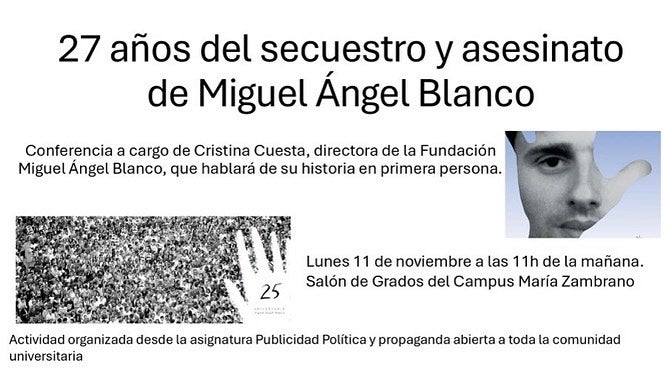 El Campus María Zambrano, parada hoy en las conferencias de la Fundación Miguel Ángel Blanco El Campus María Zambrano, parada hoy en las conferencias de la Fundación Miguel Ángel Blanco