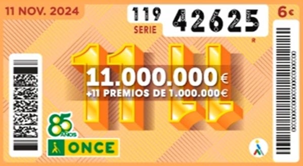 Comprueba el resultado del sorteo del 11 del 11 de la ONCE 2024: lista de premios y cupón ganador Comprueba el resultado del sorteo del 11 del 11 de la ONCE 2024: lista de premios y cupón ganador