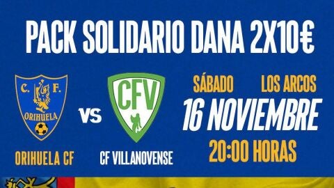 El Orihuela CF destinar&aacute; parte de la recaudaci&oacute;n del partido frente al Villanovense a los afectados por la DANA