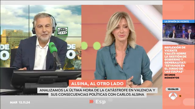 Alsina, sobre la ineficaz gestión de Mazón durante la DANA: "El gobierno valenciano no estuvo a la altura" Alsina, sobre la ineficaz gestión de Mazón durante la DANA: "El gobierno valenciano no estuvo a la altura"