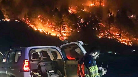 Incendio forestal declarado en El Paso, La Palma en la noche de 11 de noviembre de 2024