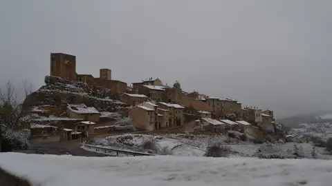 Imagen de Puertomingalvo tomada esta mañana NIEVE