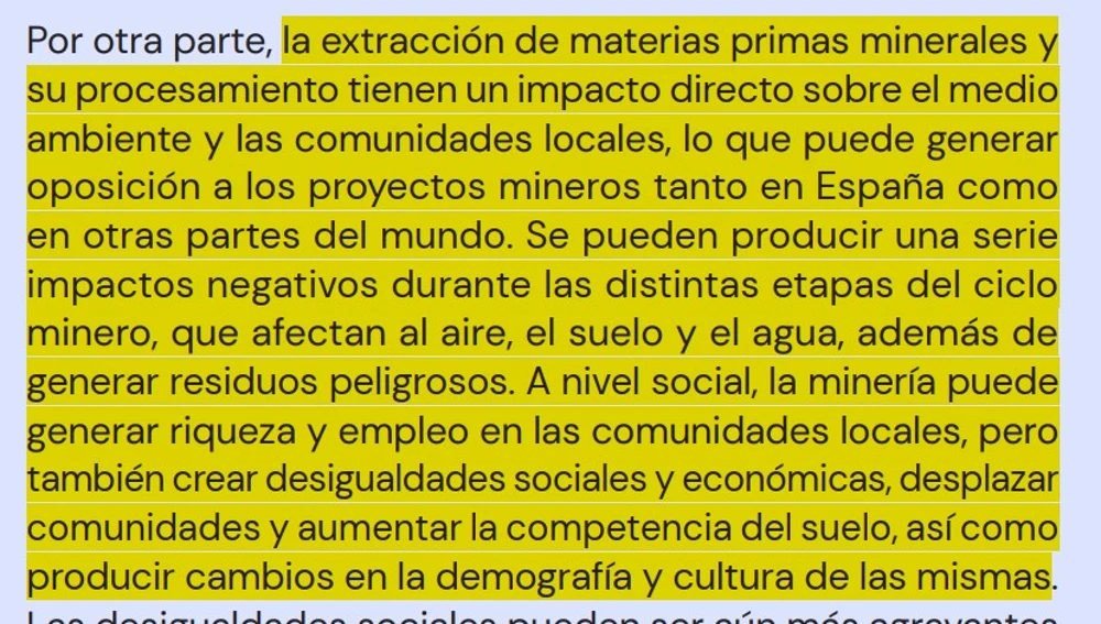 Fragmento del informe sobre materias primas presentado por la Oficina de Ciencia y Tecnología del Congreso Fragmento del informe sobre materias primas presentado por la Oficina de Ciencia y Tecnología del Congreso