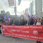 Trabajadores de R protestando contra el ERE