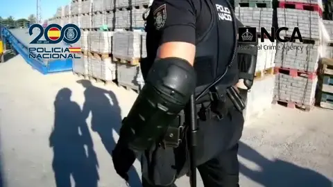 Agente de la Policía Nacional en la finca de Elche en la que se ha encontrado el hachís. Agente de la Policía Nacional en la finca de Elche en la que se ha encontrado el hachís.