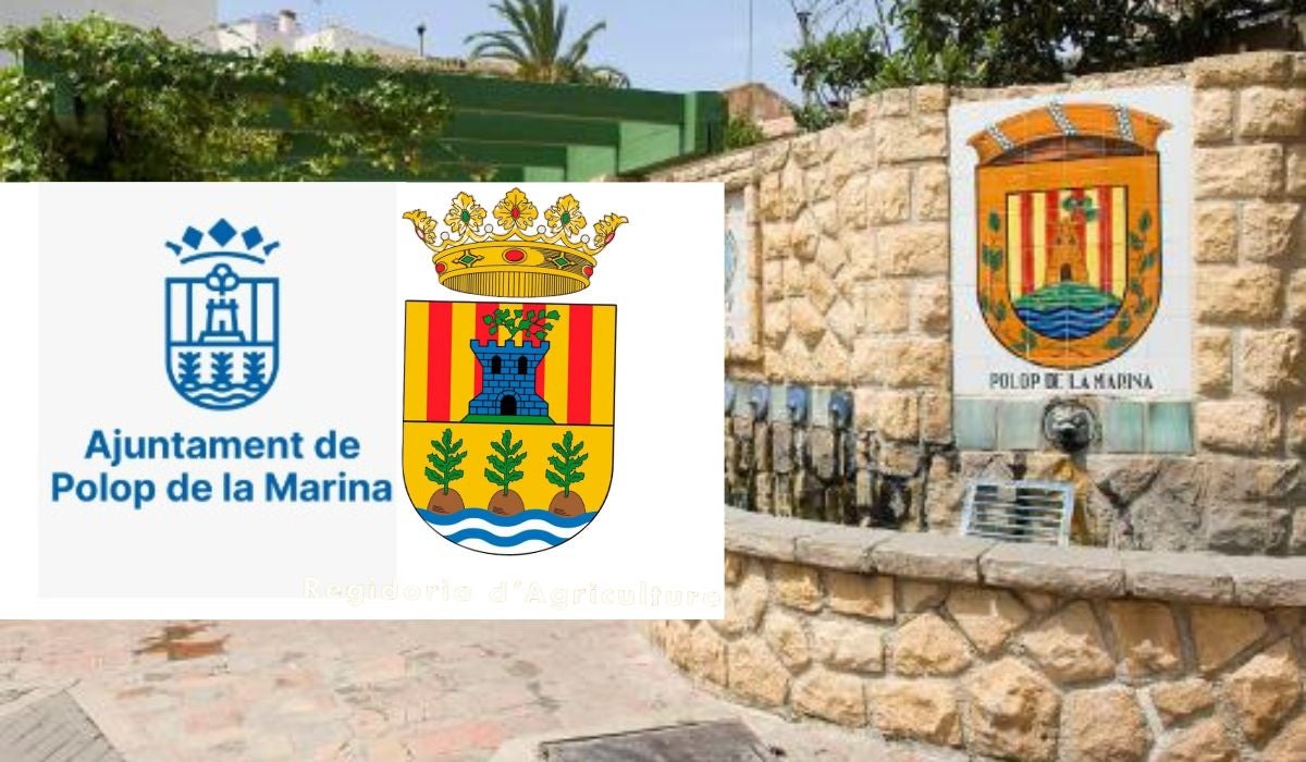 El escudo de Polop pierde sus colores en favor del blanco y azul similar al logo del PP El escudo de Polop pierde sus colores en favor del blanco y azul similar al logo del PP
