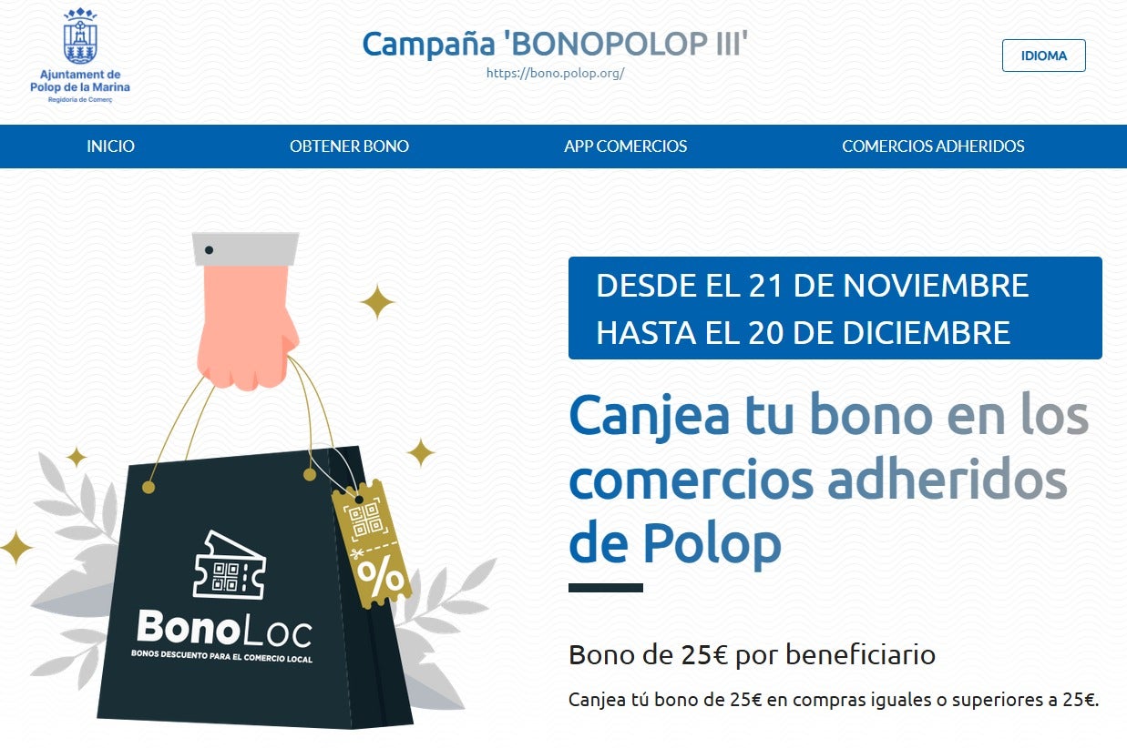 Polop de la Marina arranca una nueva edición del Bono Consumo Polop de la Marina arranca una nueva edición del Bono Consumo