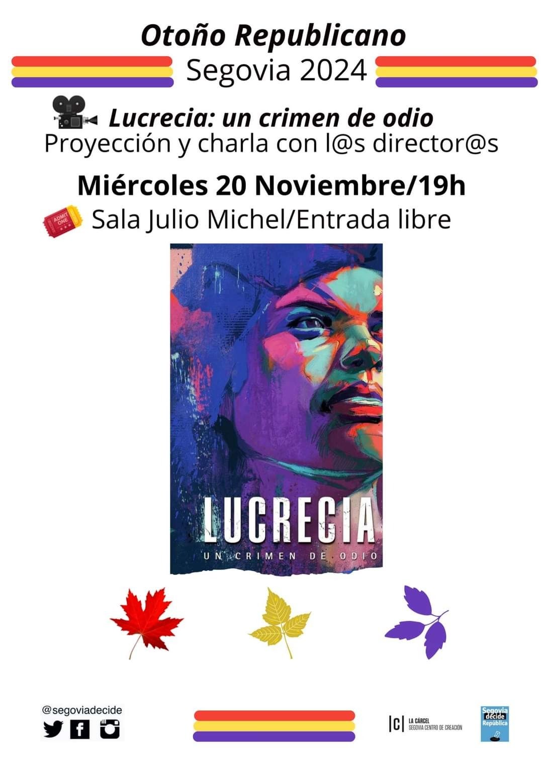 El otoño republicano clausura hoy las jornadas con la proyección de la película ‘Lucrecia: un crimen de odio’ El otoño republicano clausura hoy las jornadas con la proyección de la película ‘Lucrecia: un crimen de odio’