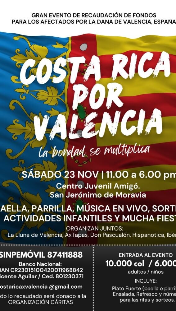 Cartel evento solidario Costa Rica por Valencia
