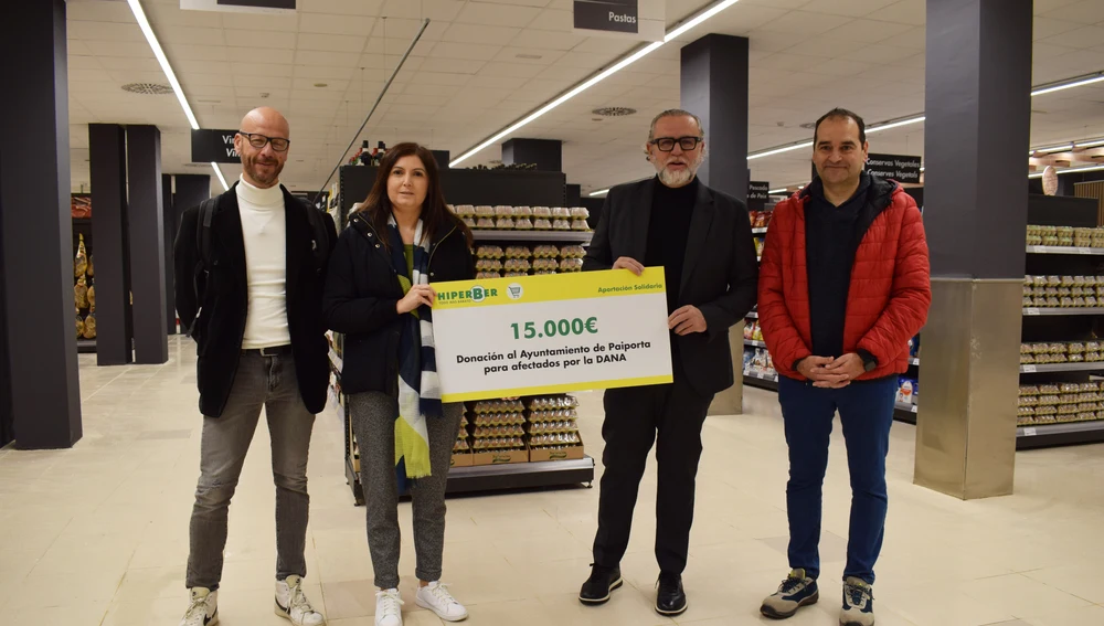 Hiperber ha realizado una donación de 15.000 euros al Ayuntamiento de Paiporta para ayudas a los damnificados por la Dana. Hiperber ha realizado una donación de 15.000 euros al Ayuntamiento de Paiporta para ayudas a los damnificados por la Dana.