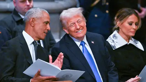 Barack Obama y Donald Trump durante el funeral de Jimmy Carter La sintonía de Donald Trump con Barack Obama durante el funeral de Jimmy Carter