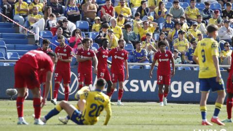 Celebración de un gol del Getafe a Las Palmas