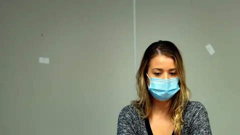 Maje, en un momento del juicio. Maje, en un momento del juicio.