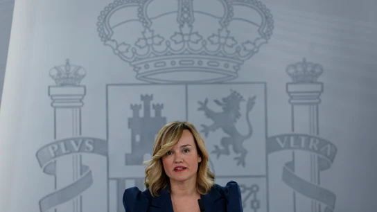 Pilar Alegría durante la rueda de prensa tras el consejo de Ministros Pilar Alegría durante la rueda de prensa tras el consejo de Ministros/ EFE/ Javier Lizón