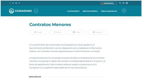 Publicación de contratos menores del Ayuntamiento de Benidorm