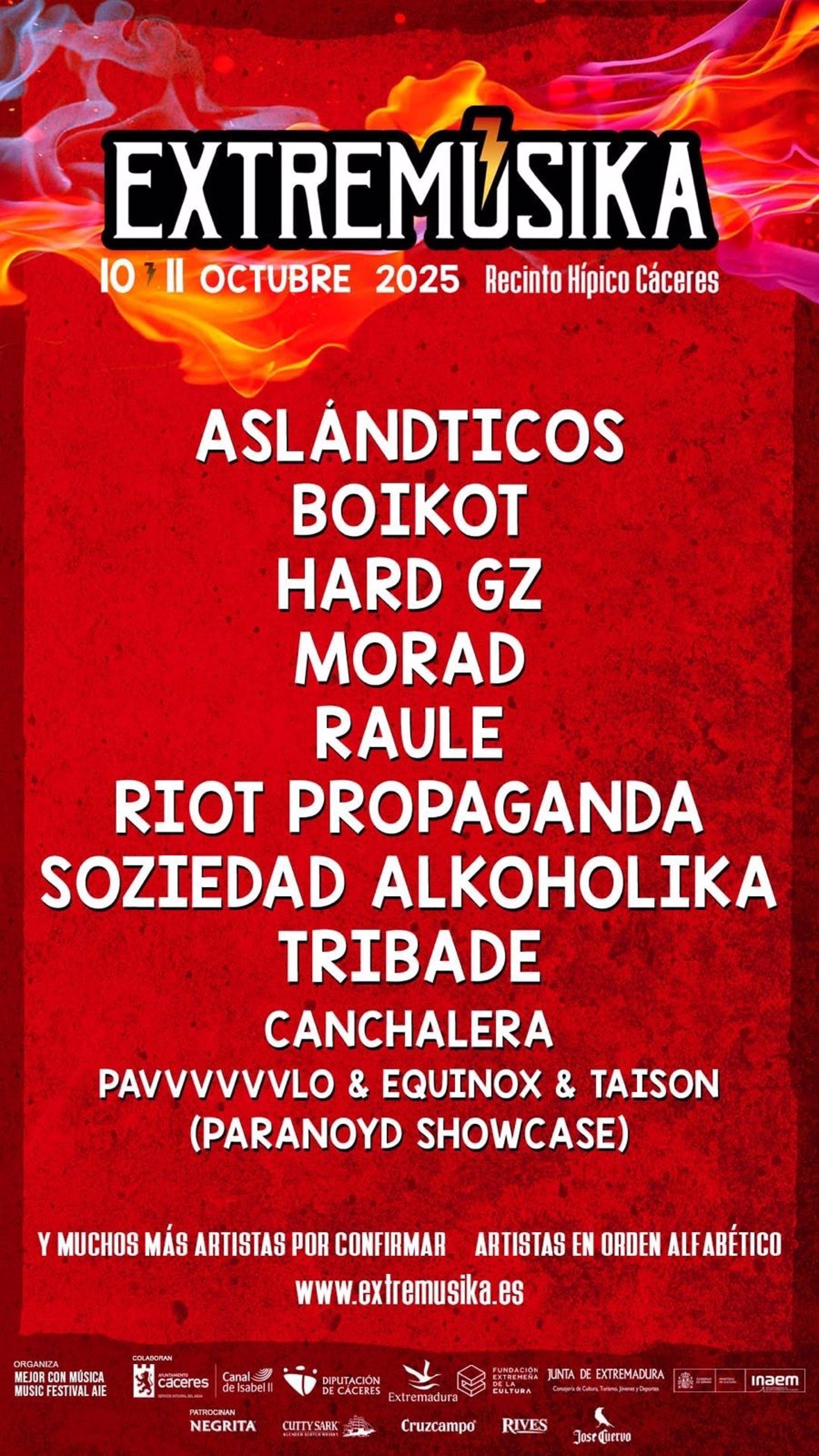 Morad, Soziedad Alkohólika, Boikot y Raule, primeros confirmados del festival Extremúsika de Cáceres 2025 Morad, Soziedad Alkohólika, Boikot y Raule, primeros confirmados del festival Extremúsika de Cáceres 2025