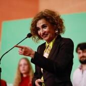 María Jesús Montero durante el último acto en Cárcama.