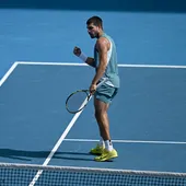 Carlos Alcaraz celebra un punto en el Open de Australia. Carlos Alcaraz celebra un punto en el Open de Australia.