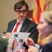 Salvador Illa, en una imatge d'arxiu, durant una reunió del Consell Executiu