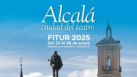 Cartel de presentaci&oacute;n de Alcal&aacute; de Henares para FITUR 2025