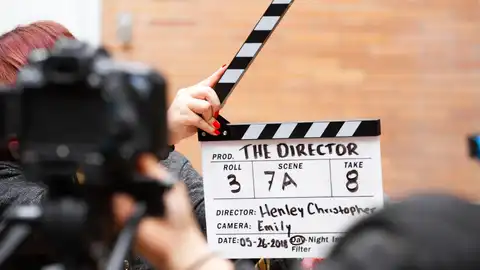 Imagen de archivo de gente rodando una película Imagen de archivo de gente rodando una película
