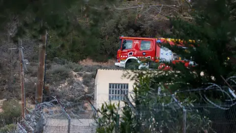 Camió de bombers treballant a Vimbodí i Poblet Camió de bombers treballant a Vimbodí i Poblet