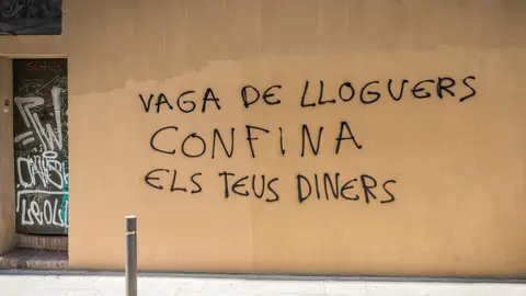 Una pintada a favor de la vaga de lloguers Una pintada a favor de la vaga de lloguers