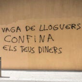 Una pintada a favor de la vaga de lloguers