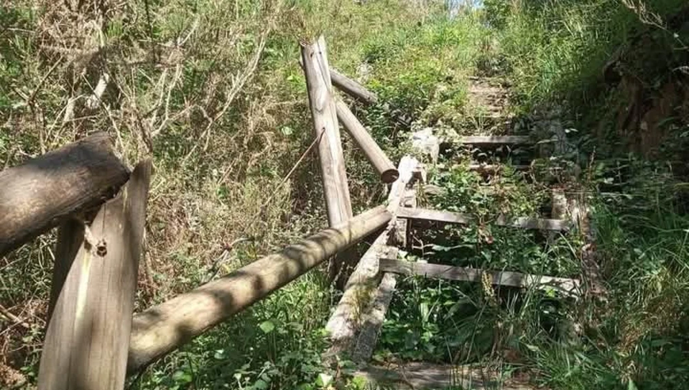 La falta de mantenimiento provoca un peligro la senda. La falta de mantenimiento provoca un peligro la senda.