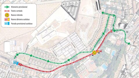 Plano con las restricciones de tr&aacute;fico y recorridos alternativos por Meco