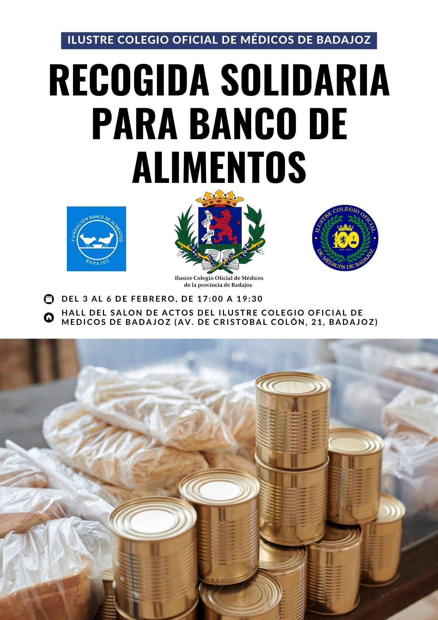 El Colegio de Médicos de Badajoz emprende su semana solidaria en favor del Banco de Alimentos El Colegio de Médicos de Badajoz emprende su semana solidaria en favor del Banco de Alimentos