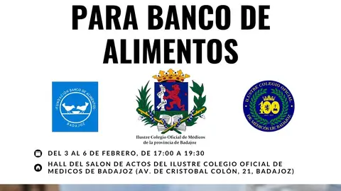 El Colegio de Médicos de Badajoz emprende su semana solidaria en favor del Banco de Alimentos El Colegio de Médicos de Badajoz emprende su semana solidaria en favor del Banco de Alimentos
