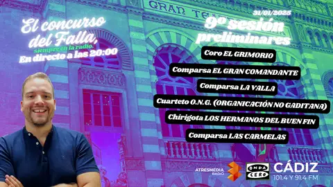 COAC 2025: quién actúa hoy 31 de enero en la sesión de preliminares del Carnaval de Cádiz COAC 2025: quién actúa hoy 31 de enero en la sesión de preliminares del Carnaval de Cádiz